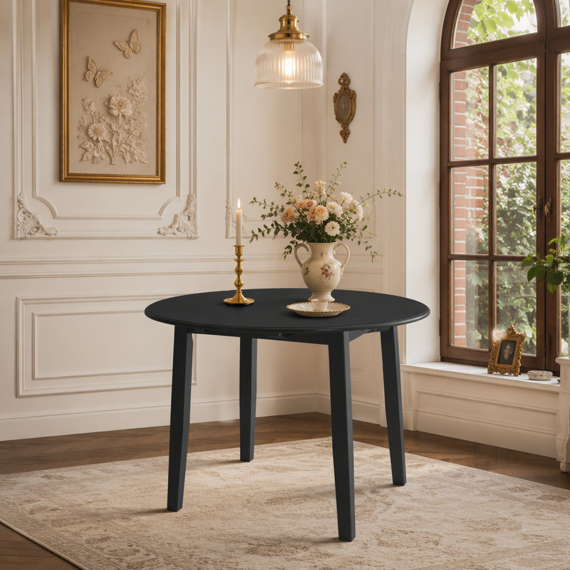Table de salle à manger extensible ronde pour 2 à 4 personnes, table de salle à manger pliante en bois avec taille réglable, conception peu encombrante pour les petits appartements et les salles à manger