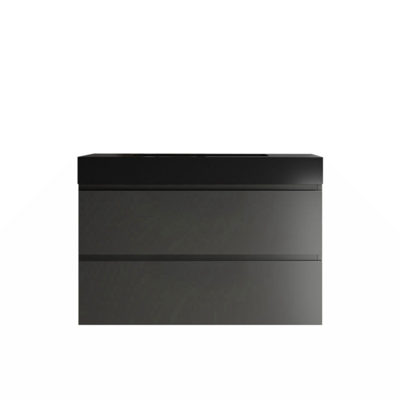 Meuble-lavabo simple avec plateau 35,8 Shveta, Gris, Noir