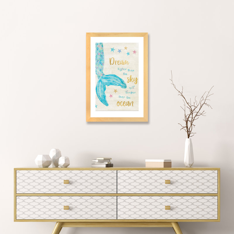 Art de rêve sirène, Papier encadré naturel, H 24 po x l 16 po x P 1 po