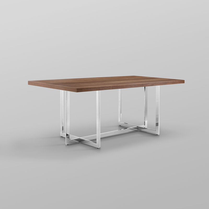 Table de salle à manger Kirtos, Chrome, Noyer, L 78,8 po x l 39,5 po