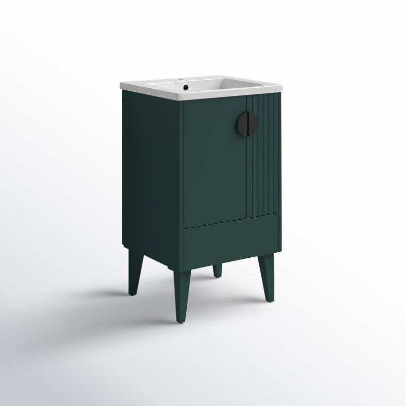 Ensemble de meuble-lavabo simple 20 po Saimah, Vert, Noir
