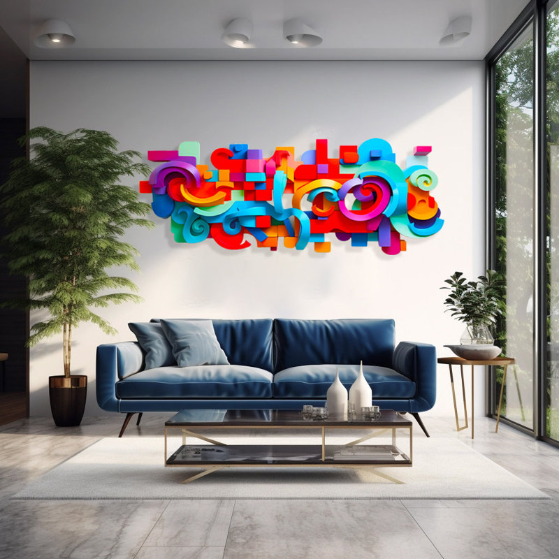 Reproduction d'art acrylique abstrait Pop Art, art mural acrylique - plexiglas moderne, H 15 po x l 40 po x P 1,25 po