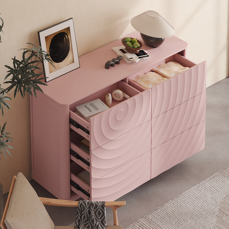 Commode double 6 tiroirs 46,5 "Arianna, Rose