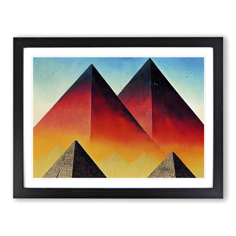 Contemporary Pyramids - Framed Print, Black, 46cm H x 64cm W x 2cm D