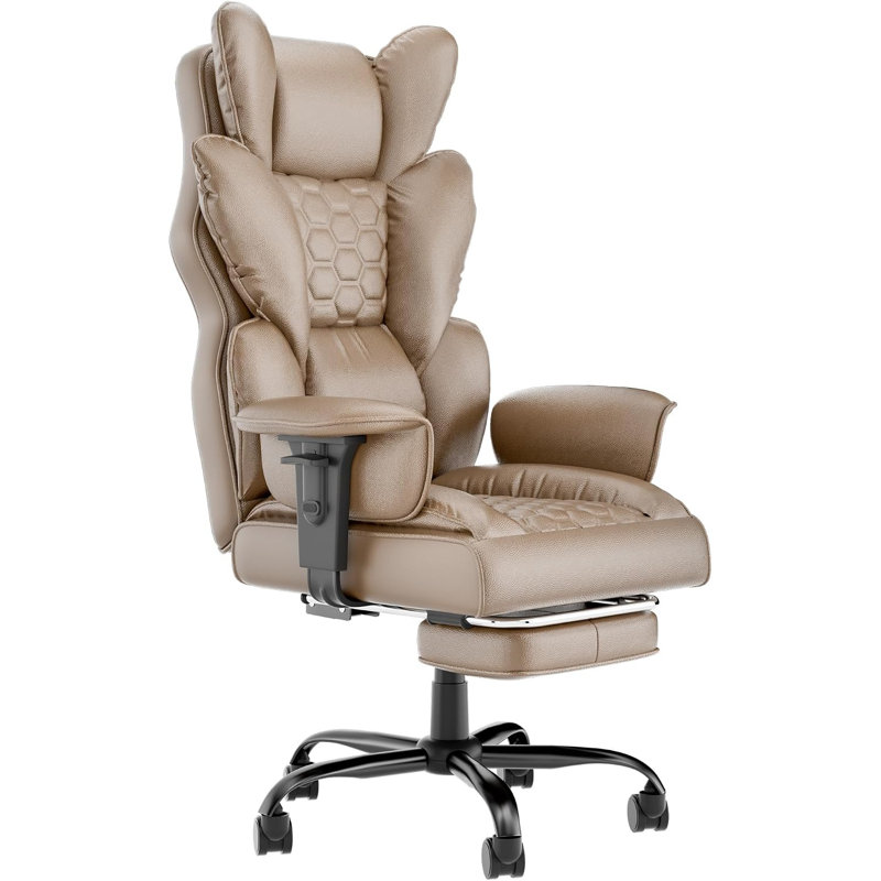 Executive Office Chair Ergonomic Office Desk Chair Height Adjustable Tilt 90-150° with Footrest and High Backrest PU Leather Luxury Swivel Chair Computer Chair and office