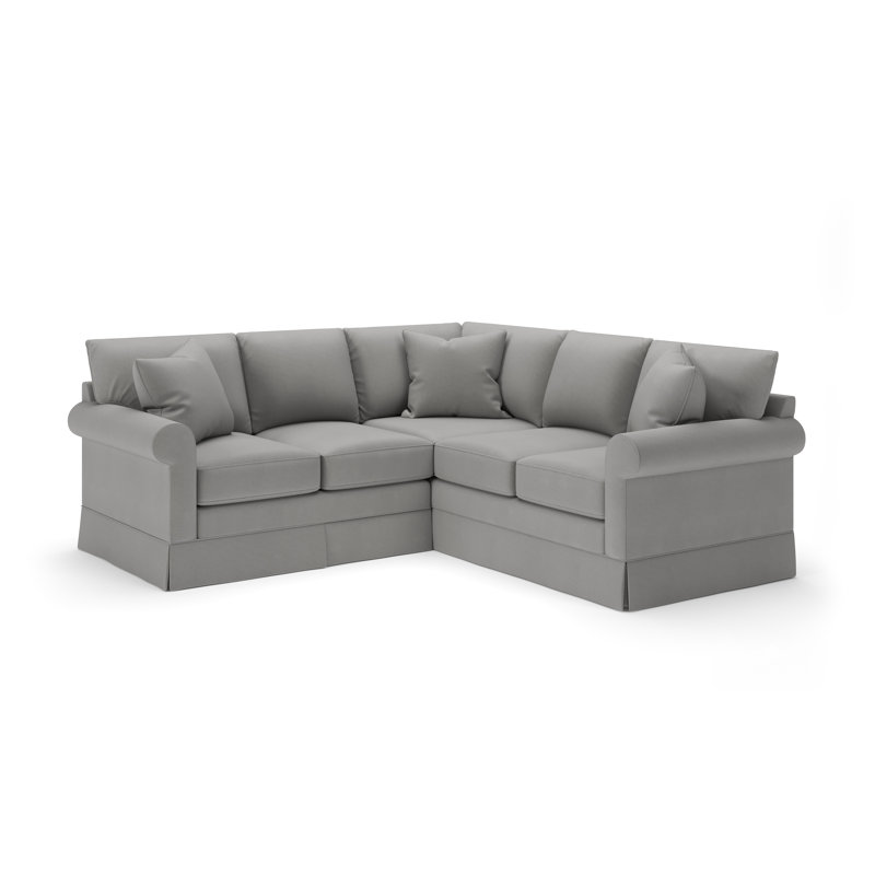 Friedman Upholstered L-Shaped Sectional Symmetrical, Bayou Light Gray Canvas