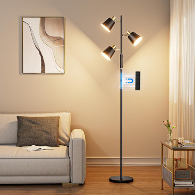 Lampe sur pied DEL 36 W en forme d'arbre, 3 lumières rotatives, télécommande et commande tactile, 4 températures de couleur, lampe sur pied haute à intensité variable pour salon, chambre ou bureau