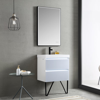 Ensemble de meuble-lavabo simple 24 po avec miroir Fahriye