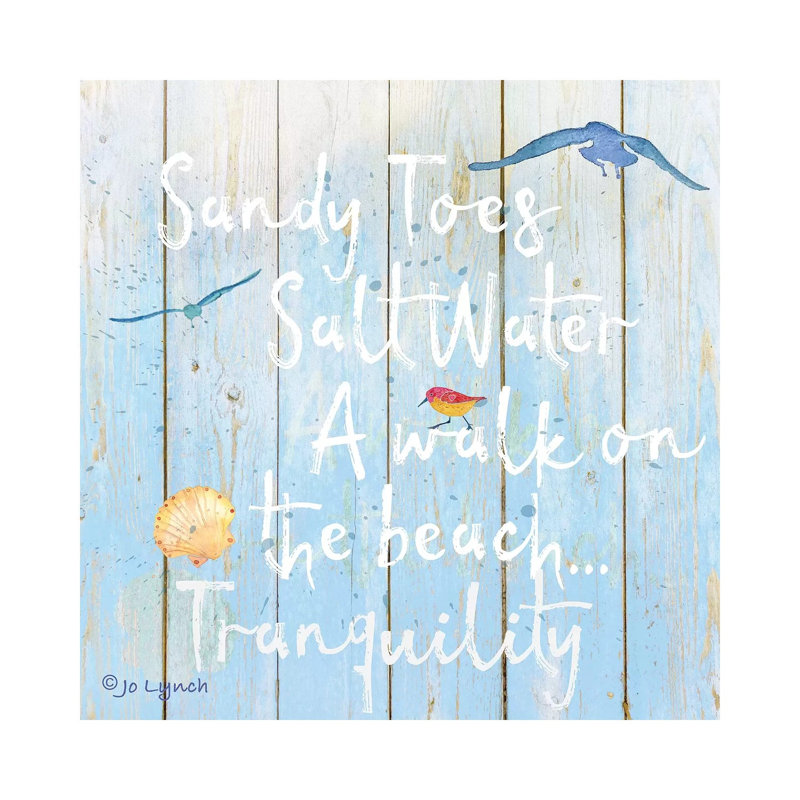 Beach Sign Sandy Toes by Jo Lynch - Wrapped Canvas Gallery-Wrapped Canvas Giclée, 45.72cm H x 45.72cm W