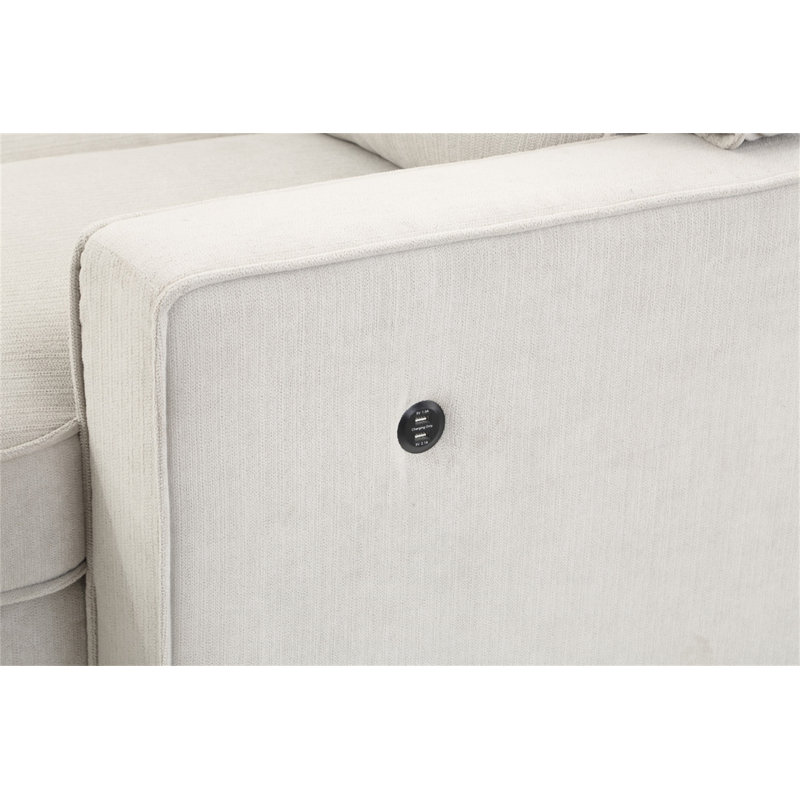Canapé-lit modulaire réversible en tissu 86,5 po avec 2 tiroirs et 2 ports USB Estelle