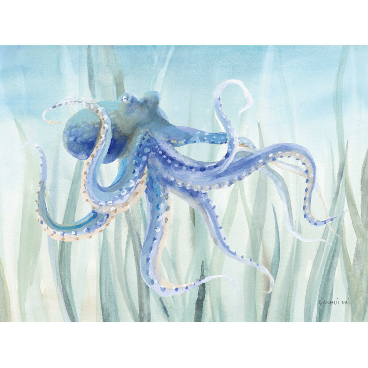 Undersea Octopus Seaweed by Danhui Nai - Wrapped Canvas Graphic Art