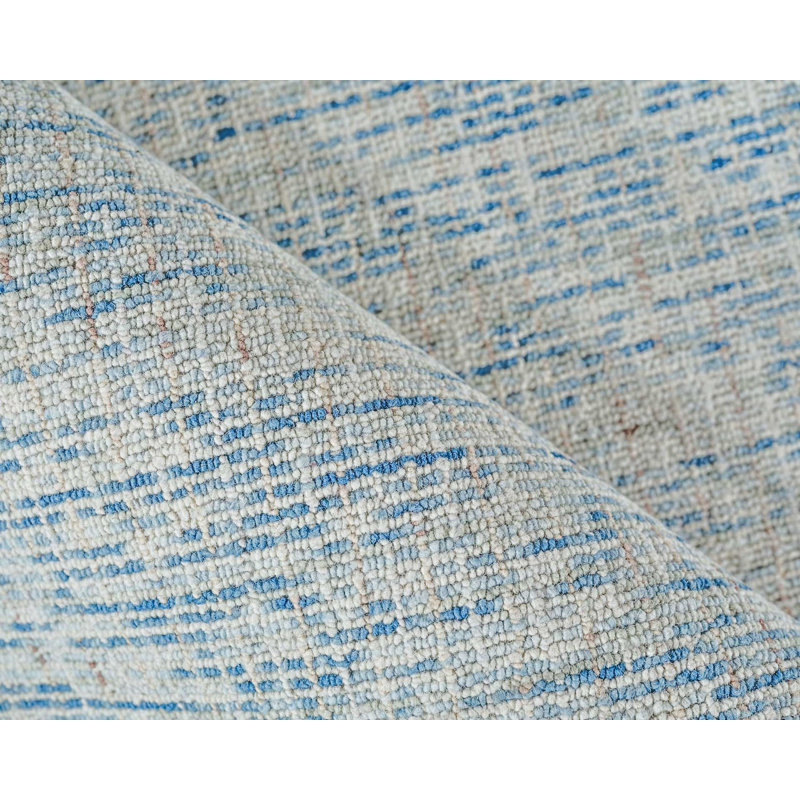 Ivory and Blue Hand-Tufted Wool Rectangular Rug, 12' x 15'