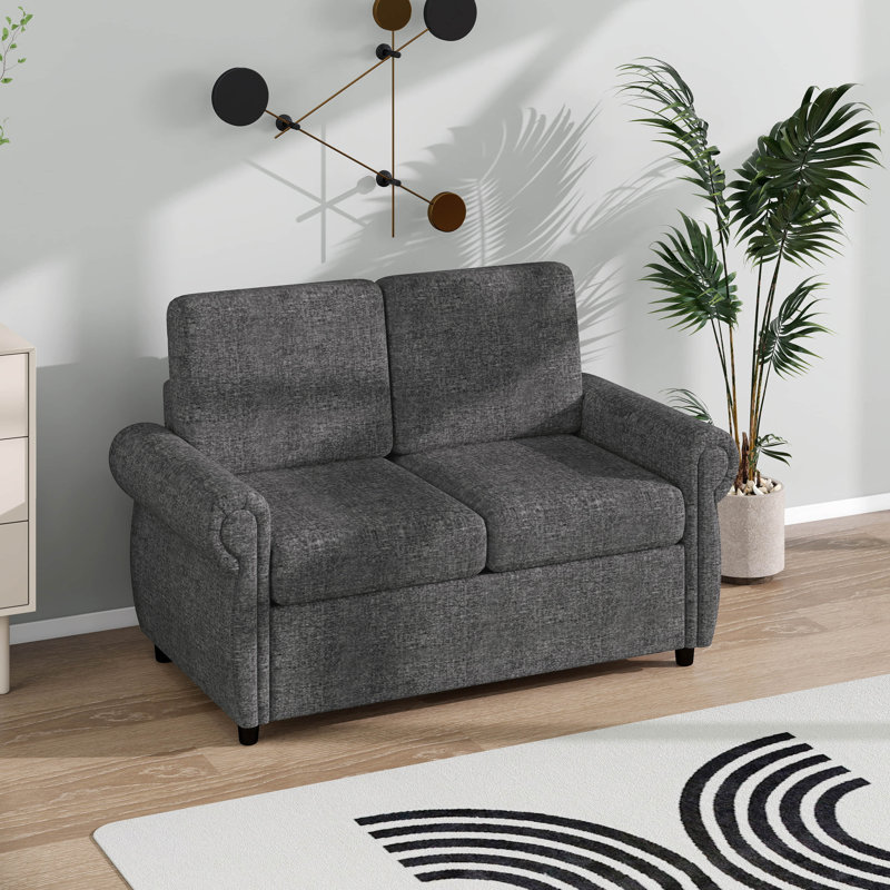 Causeuse-lit escamotable de 57,9 po avec matelas en mousse à mémoire de forme et 2 ports USB pour le salon, Gris
