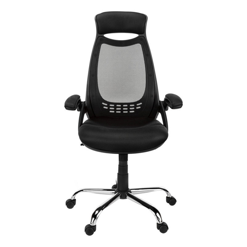 Office Chair, Adjustable Height, Swivel, Ergonomic, Armrests, Computer Desk, Work Mesh, Chrome Metal