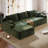 Boneless 97" L L-Shaped Boneless Sofa with Chaise Lounge, Tool-Free Setup, Modular Sectional Couch with Ottoman & Pillow for Living Room, Bedroom, Upholstered Corduroy/Checkered Couch-2018352453-2018352454