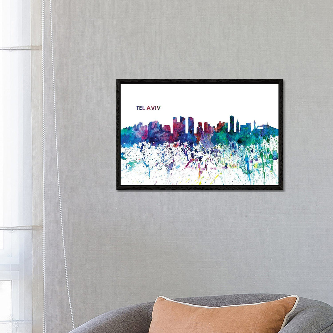Tel Aviv Israel Skyline Impressionistic Splash