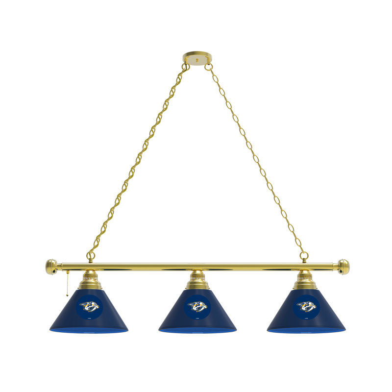 3 - Light Pool Table Lights Pendant, Brass, Nashville Predators