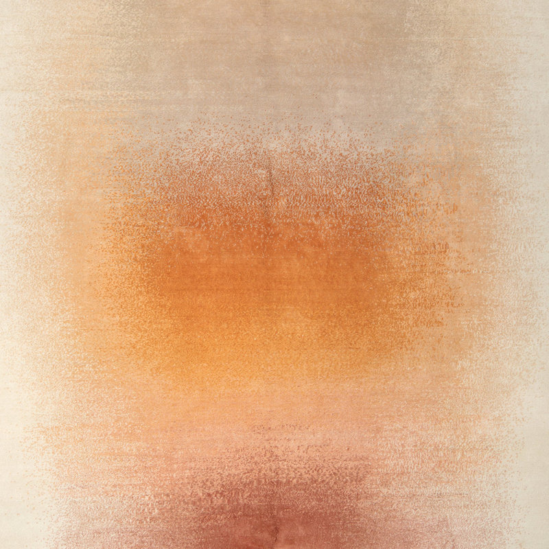 Contemporary Wool Blend Rug, Orange Pink, Rectangle 9' x 12'