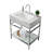 30" Natural Carrara Marble Console Bathroom Vanity with Sink, Silver Stainless Steel Frame and Glass Shelf-1208127021-1232766892