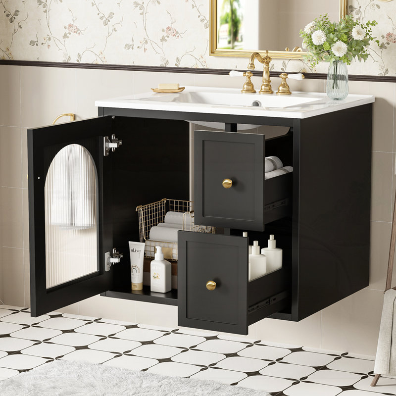 Armoire de salle de bain 24 "avec lavabo en céramique