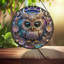 Chouette fleurs cercle vitrail Suncatcher pour décoration de fenêtre-770123658