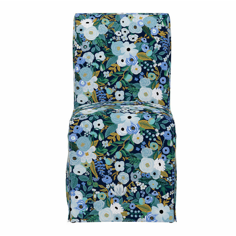 Frances Slipcover Dining Chair, Rpc Garden Party Blue Linen