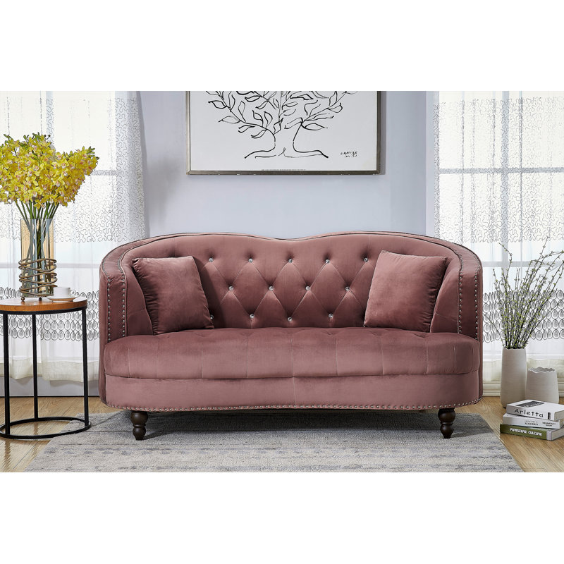 Priscilla 71.2'' Velvet Loveseat, Rose Velvet