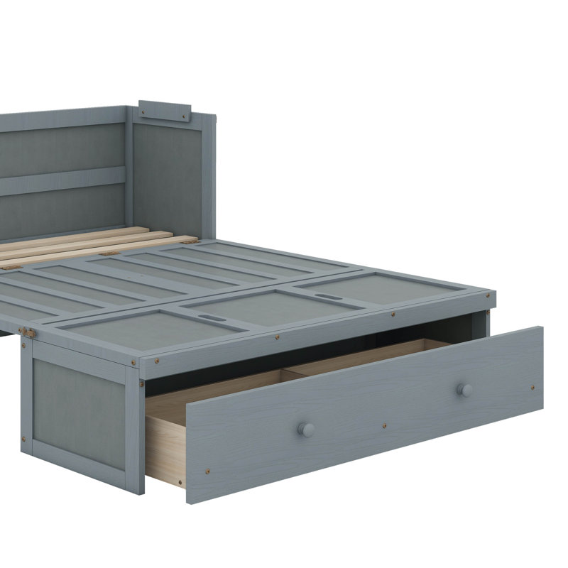 Queen Murphy Bed With USB And Drawer, Grey