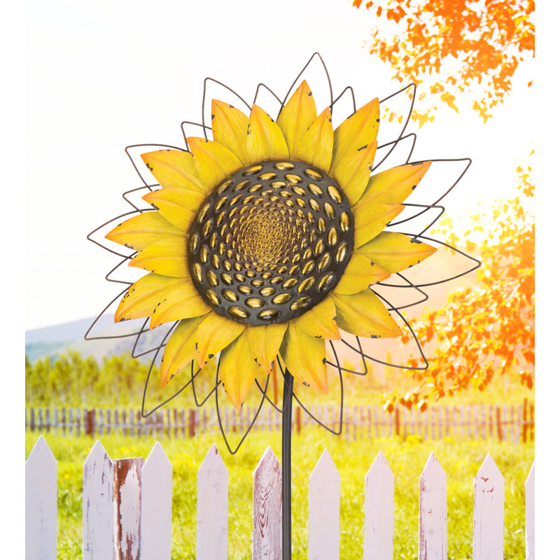 Giant Yellow Metal Rustic Outdoor Flower Stake