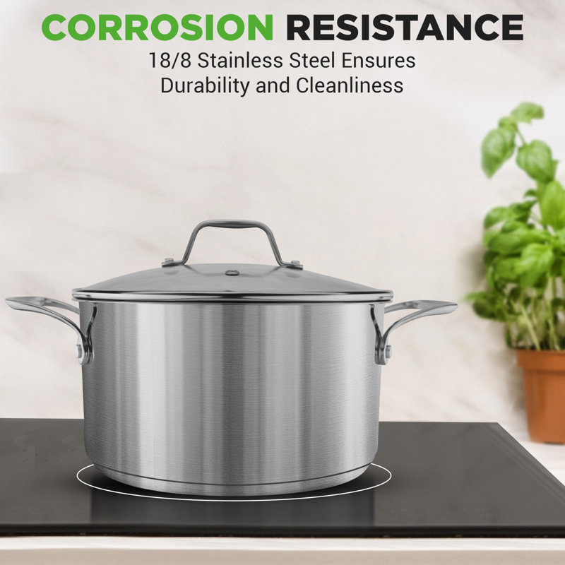 NutriChef Stainless Steel Stock Pot, 6 quarts (5-Ply)
