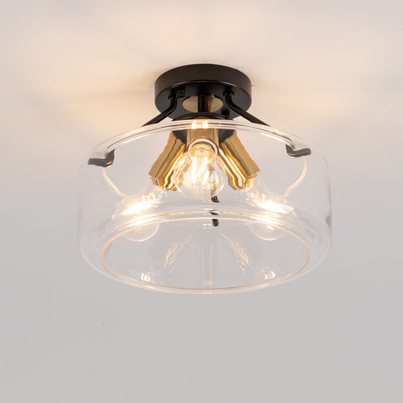 12" W Round Glass Flush Mount Light