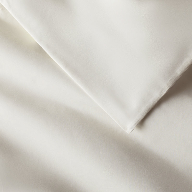 Coyer Classic Cotton Percale Duvet Cover Set, Ivory, King / Cal King Duvet Cover + 2 Pillow Shams