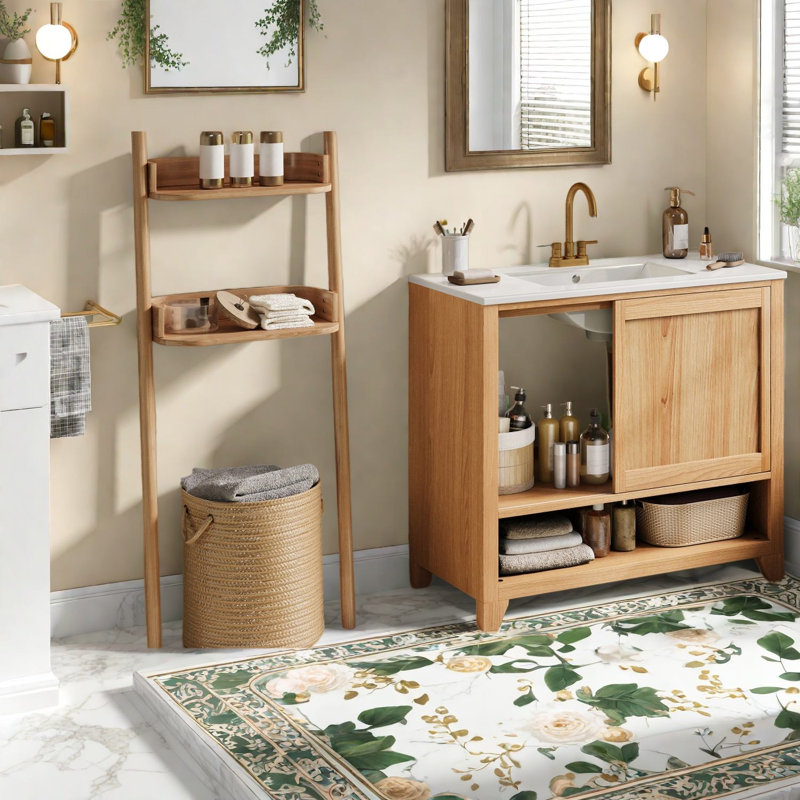 Meuble-lavabo moderne en bois rustique avec rangement