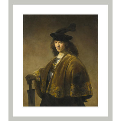 «Young Man with a Sword» par Rembrandt van Rijn - Reproduction giclée encadrée