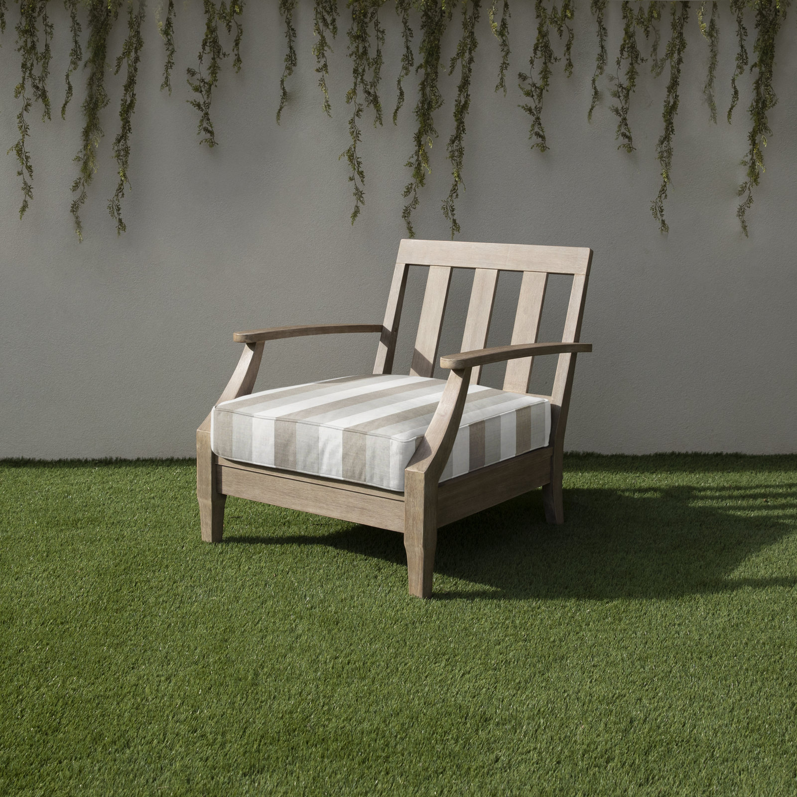 Striped Outdoor Lounge Chair Cushion, Brown Stripe Sunbrella®, 27" x 29"