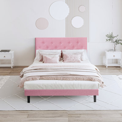 Base de lit tapissier grand format avec tête de lit en lin capitonné moderne, idéale pour un sommeil confortable et élégant dans les maisons modernes