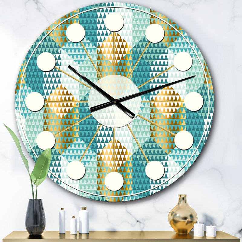 Horloge murale rétro Mid-Century, Grand, Bleu