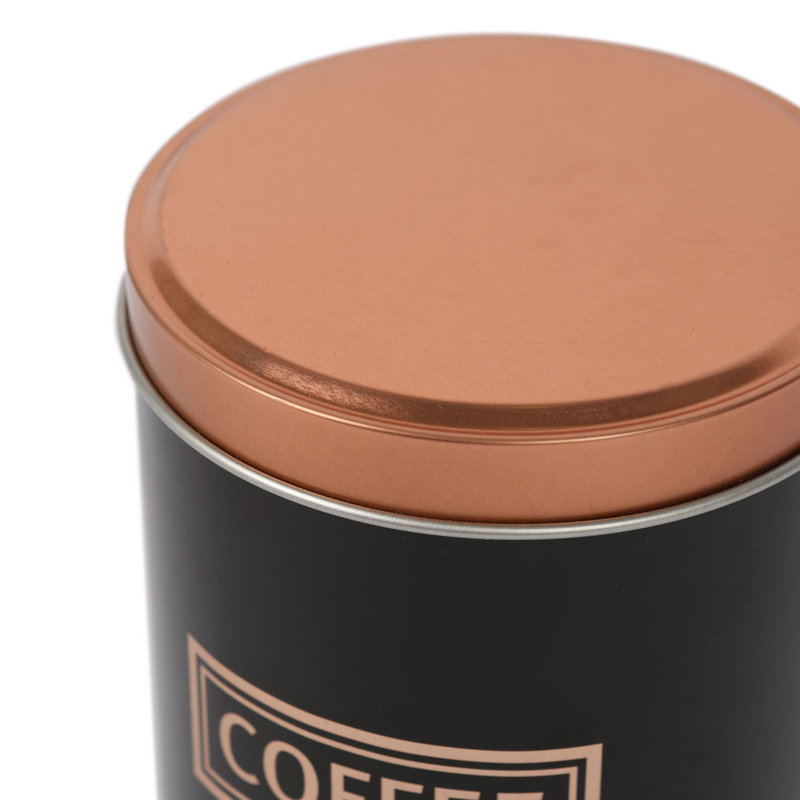 Harbour Housewares - 3 Piece Metal Tea Coffee Sugar Canister Set, Black/Orange