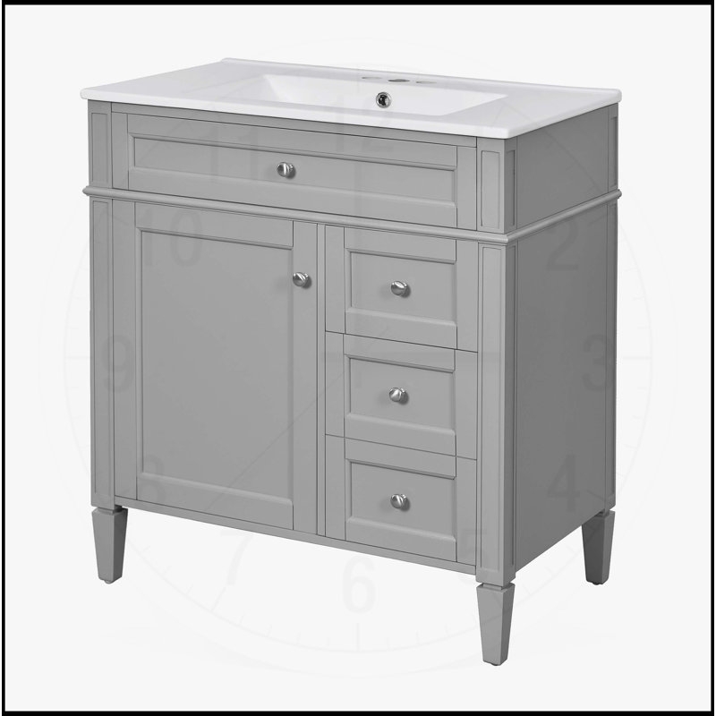 Meuble-lavabo de 30 po avec lavabo supérieur, Gris
