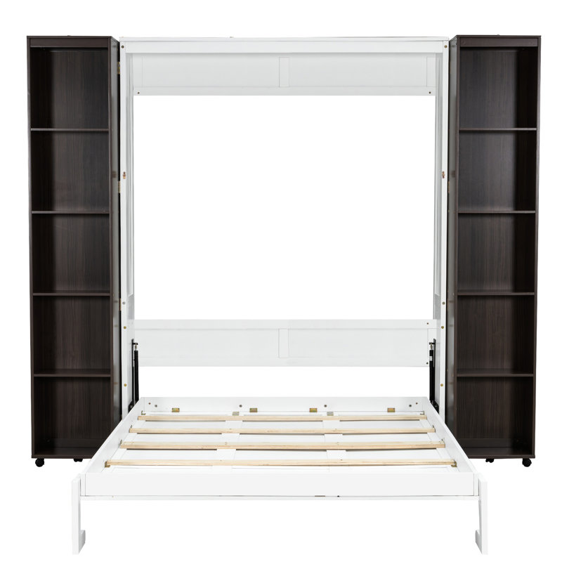 Queen Bed With Side Cabinets And Hydraulic Lift System, 700 Lbs Weight Capacity, Compact Foldable For Small Living Spaces Storage, Space - Saving Apartments, Construction Limit, Design Aesthetic Decor