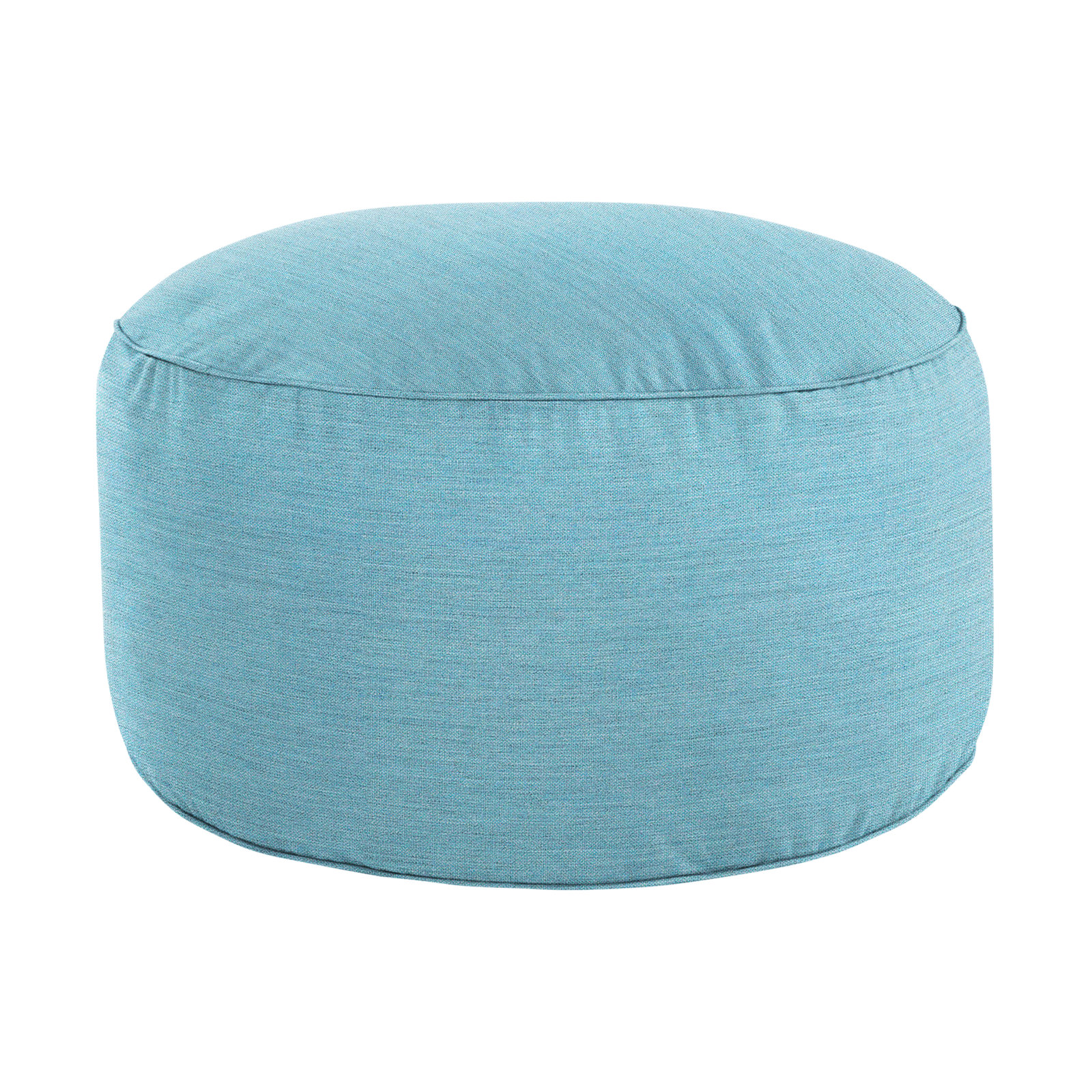 Demi Round Upholstered Outdoor Ottoman with Sunbrella® Cushion, Cast Horizon Sunbrella® Plainweave
