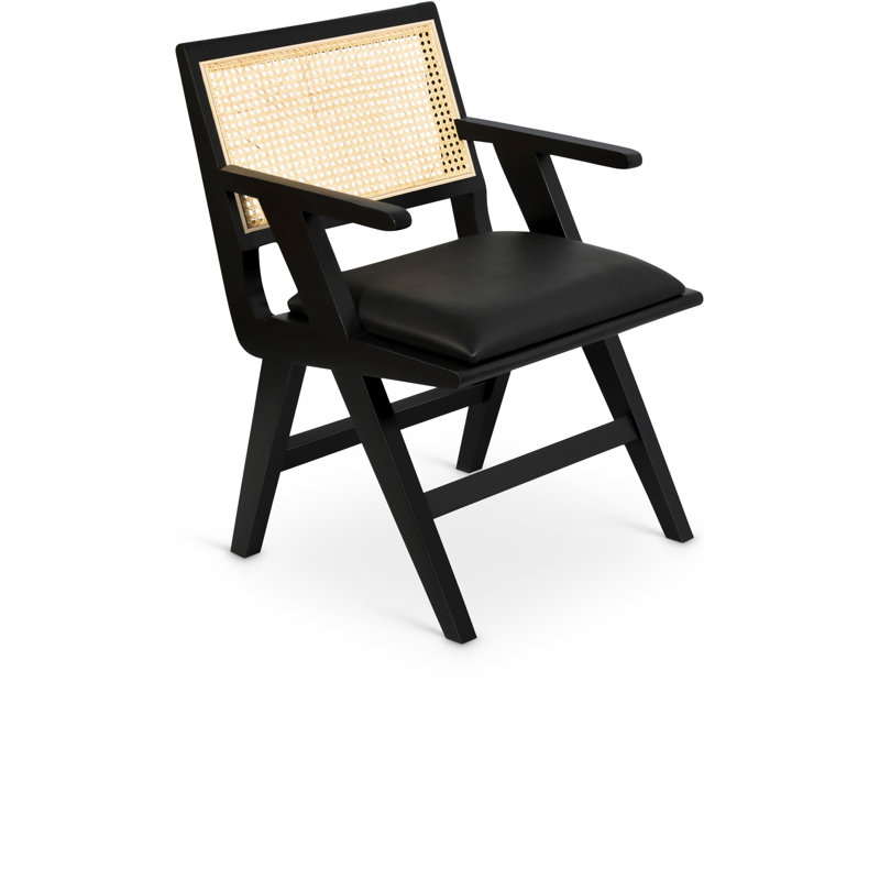 Abby Dining Arm Chair, Black Vegan Leather, Black