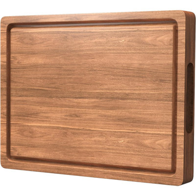 Solid Wood Edge-Grain Cutting Board – Large Serving Board with Juice Groove & Inner Handles