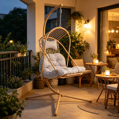 Balancelle suspendue avec hamac pour patio avec coussin résistant à l'eau et aux rayons UV pour le balcon de la chambre à coucher