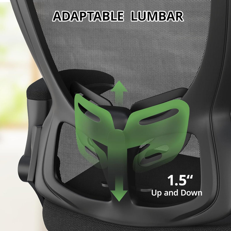 Ergonomic Office Desk Chair - 330LBS Capacity High Back Computer Chair With Lumbar Support, Flip-Up Armrests & Swivel (Ideal For Long Hours Work)