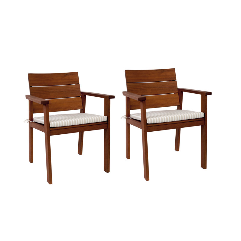 Chaise de patio d'extérieur en bois avec coussin Nelshe 1pc FSC