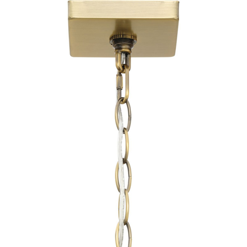 Hillcrest 4 - Light Glass and Steel Dimmable Square / Rectangle Chandelier, 22" H x 13" W x 13" D, Vintage Brass