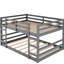 Lit double superposé au-dessus, gris - construction, rehausse le décor de la chambre à coucher, convient à deux lits avec pieds en bois de pin, planche, matelas, design élégant