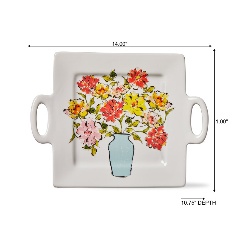 In Bloom Square Platter White Earthenware Everyday