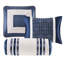 Literie bleu marine, 7 pièces, tissu doux, 7 coussins décoratifs élégants, chambre à coucher contemporaine